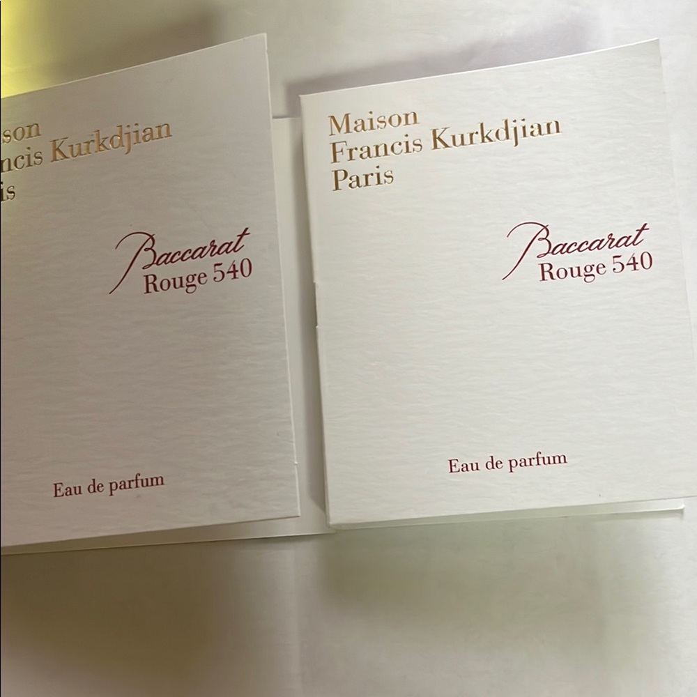Maison Francis Kurkdjian Baccarat Rouge 540 Scent Card with Red and Gold Accents